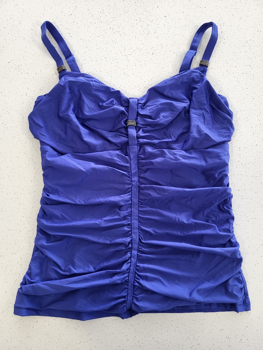 PrimaDonna Swim Tankini Top UK 34G Blue Ruched Underwire Support